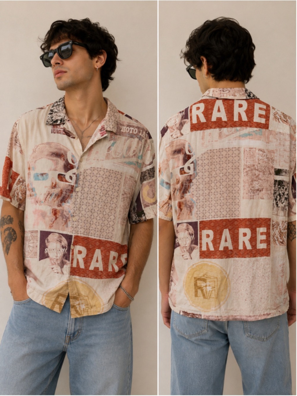 Make a statement with this Rare Rabbit men's short sleeve button-up shirt featur